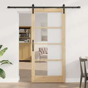 vidaXL Skjutdörr med beslagset "ORKDAL" Massivt trä och glas