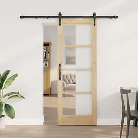 vidaXL Skjutdörr med beslag set 73.5x198.5 cm massivt trä tall
