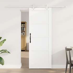 vidaXL Skjutdörr med handtagset Vit 73,5x198.5 cm Solid träfuru