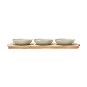 Villa Collection Shoku bambubricka med 3 skålar 32x10 cm, soft beige