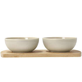 Villa Collection Shoku bambubricka med 2 skålar 28,5x13 cm, soft beige