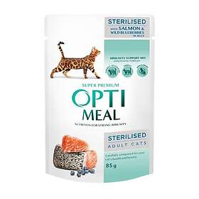 Optimeal Canned Food For Sterilised Cats Salmon And Blueberries 12 x 85g