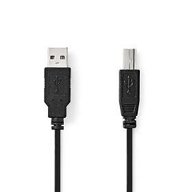 Nedis USB-kabel USB 2,0 USB-A Hane USB-B Hane 10 W 480 Mbps Nickelplaterad 3,00 m Rund PVC Svart Label