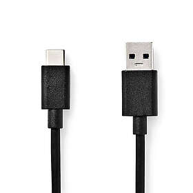 Nedis USB-kabel USB 3,2 Gen 1 USB-A Hane USB-C™ Hane 60 W 5 Gbps Nickelplaterad 1,00 m Rund PVC Svart Låda