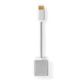 Nedis Displayport-kabel DisplayPort Hane DVI-D 24+1-Pin Hona 1080p Guldplaterad 0,20 m Rund Flätad Silver Kartong med täckt fönster