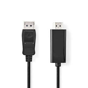 Nedis Displayport-kabel DisplayPort Hane HDMI™ Kontakt 4K@30Hz Nickelplaterad 3,00 m Rund PVC Svart Låda