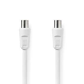 Nedis Koaxialkabel IEC (Koax) Hane IEC (Koax) Hona Nickelplaterad 90 dB 75 Ohm Dubbelskärmad 15,0 m Rund PVC Vit Label