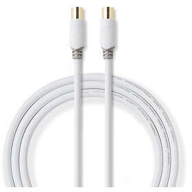 Nedis Koaxialkabel IEC (Koax) Hane IEC (Koax) Hona Guldplaterad 100 dB 75 Ohm Dubbelskärmad 10,0 m Rund PVC Vit Låda