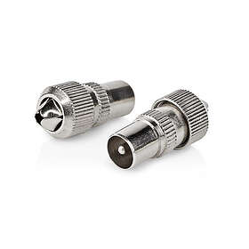 Nedis IEC (coax) Rak Hane Nickelplaterad 75 Ohm Skruva Kabel input diameter: 7,0 mm Metall Silver 2 st. Låda