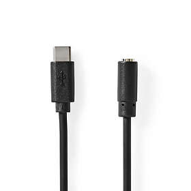 Nedis USB-C™ Adapter USB 2,0 USB-C™ Hane 3,5 mm Hona 1,00 m Rund Nickelplaterad 