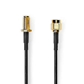 Nedis Antennkabel SMA Hane SMA Hona Guldplaterad 50 Ohm Enskaligt skydd 5,00 m Rund PVC Svart Label