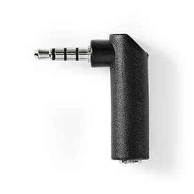 Nedis Stereo Audio Adapter 3,5 mm Hane 3,5 mm Hona Nickelplaterad Vinklat 90° Metall Svart 1 st. Låda