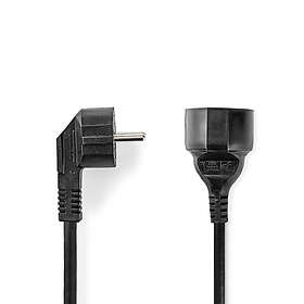 Nedis Strömkabel Strömkontakt Hane Strömkontakt Hona Vinklat Rak Nickelplaterad 3,00 m Rund PVC Svart Kuvert