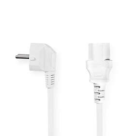 Nedis Strömkabel Strömkontakt Hane IEC-320-C13 Vinklat Rak Nickelplaterad 3,00 m Rund PVC Vit Label