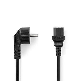 Nedis Strömkabel Strömkontakt Hane IEC-320-C13 Vinklat Rak Nickelplaterad 2,00 m Rund PVC Svart Låda