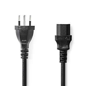 Nedis Strömkabel CH typ 12 IEC-320-C13 Rak Rak Nickelplaterad 5,00 m Rund PVC Svart Kuvert