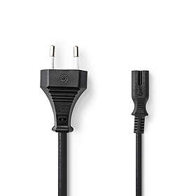 Nedis Strömkabel Euro Man IEC-320-C7 Rak Rak Nickelplaterad 3,00 m Platt PVC Svart Låda