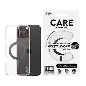 Transparent CARE by PanzerGlass Fodral med svart MagSafe iPhone 16 Pro Max