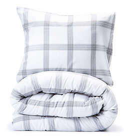 Lord Nelson Ringstad Vit/Grå Rutigt Garnfärgad Bäddset Enkeltäcke 150x210