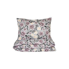 Kosta Linnewäfveri Bollungen Satin Grå Blommor Bäddset Enkeltäcke 150x210