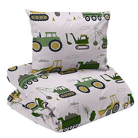 Redlunds Busy Tractors Beige Barn Bäddset Enkeltäcke 150x210