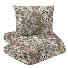 Redlunds Skogsliv Söta Djur Beige Barn Bäddset Enkeltäcke 150x210