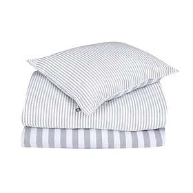 Classic Textiles Funäsdalen Flanell Randigt Ljusgrå Bäddset Enkeltäcke 150x210 Textile