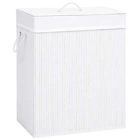 vidaXL Tvättkorg bambu med 2 sektioner vit 100l 100L