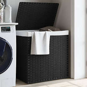 vidaXL Tvättkorg med 2 sektioner 53x35x57 svart cm konstrotting