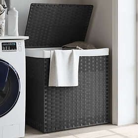 vidaXL Tvättkorg med 2 sektioner 53x35x57 grå cm konstrotting