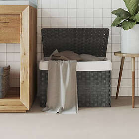 vidaXL Tvättkorg med lock grå cm 55,5x35x34 konstrotting