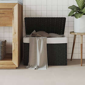 vidaXL Tvättkorg med lock svart cm 55,5x35x34 konstrotting