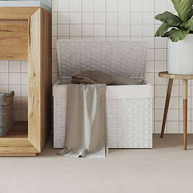 vidaXL Tvättkorg med lock vit cm 55,5x35x34 konstrotting