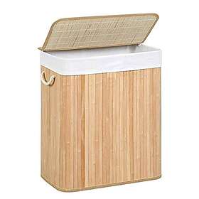 Songmics tvättkorg med lock, med avtagbar foderpåse, 100L, naturlig