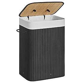 Songmics tvättkorg bambu rektangulär 40 x 30 60 cm svart 72L LCB10B