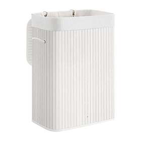 Songmics Tvättkorg med lock och bärhandtag 72L Vit