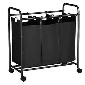 Songmics tvättkorg med 3 svart LSF003B 44L