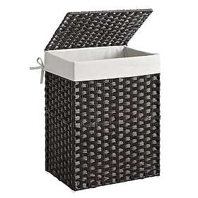 Songmics tvättkorg med 90L lock Svart LCB51BK