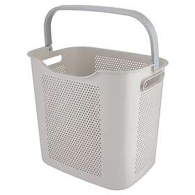 Clas Ohlson Liten tvättkorg plast, med handtag, beige och grå