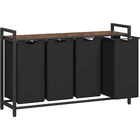 Vasagle Tvättkorg, 4-fack, 4 X 40l, 116 X 33 X 72 Cm, Rustik Brun Och Svart
