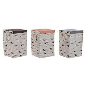 DKD Home Decor Tvättkorg Med lock 36 x 36 x 55 cm Grå Orange (3 antal)