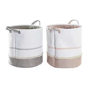 DKD Home Decor Tvättkorg Grå Rosa Polyester (39 x 39 x 41 cm) (2 antal)