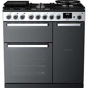 Rangemaster Edge Deluxe EDDL90DFGBLK/CM1 90cm Black Glass Chrome