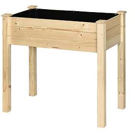 Outsunny Garden Wooden Planter Flower Raised Bed Herb Grow Box Container, Brown