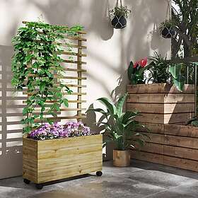 Outsunny Garden Wooden Trellis Planter Box Natural, Brown