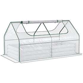 Outsunny Raised Garden Bed Planter Box with Greenhouse Large Window Clear, Clear