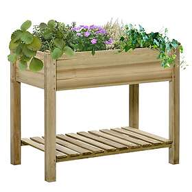 Outsunny Raised Garden Bed With Legs And Storage Shelf Elevated Wood Planter Box