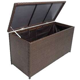 vidaXL Garden Storage Box Brown 120cm Poly Rattan Patio Storage Chest Outdoor Fu