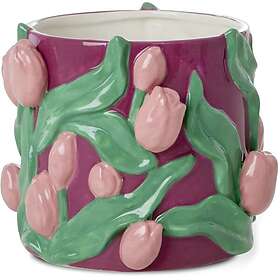 Rice Flower Pot With Embossed Tulips 15 cm