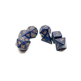 Chessex Gaming Dice Set 7 Speckled Golden Cobalt